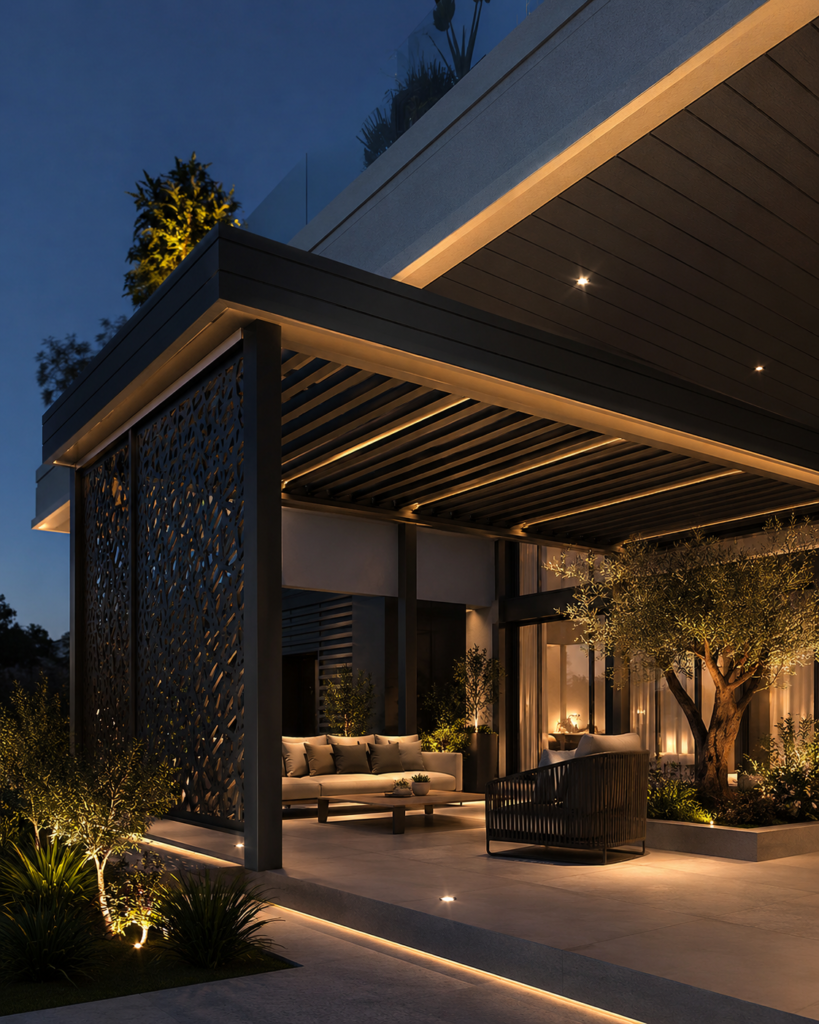 Gece Aydınlatmalı Pergola ve Saçak